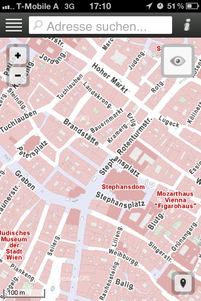 Screenshot des Mobilen Stadtplan