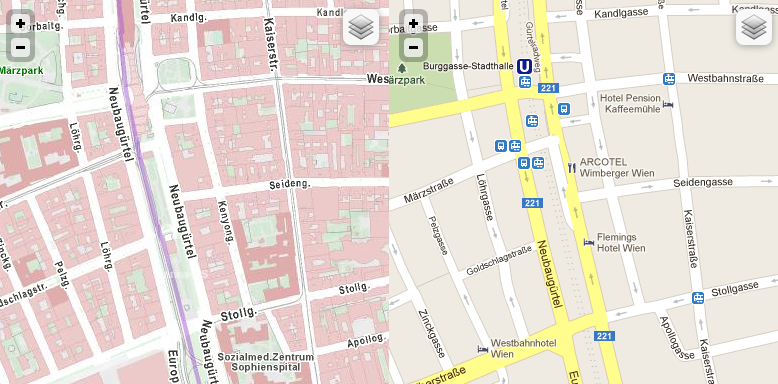 Kartenvergleich OGD Karte mit Google Maps